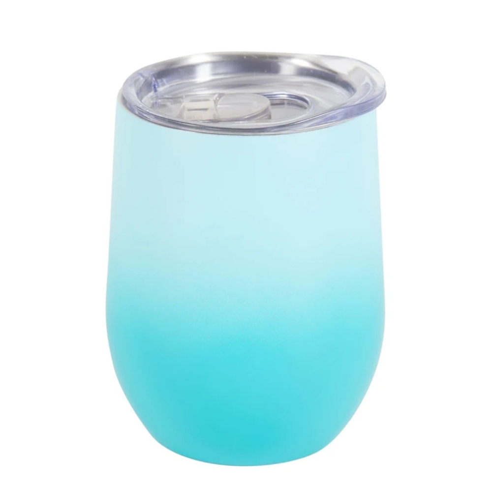 Chic & Tonic 12 Ounce Blue Ombre Wine Tumbler with Lid